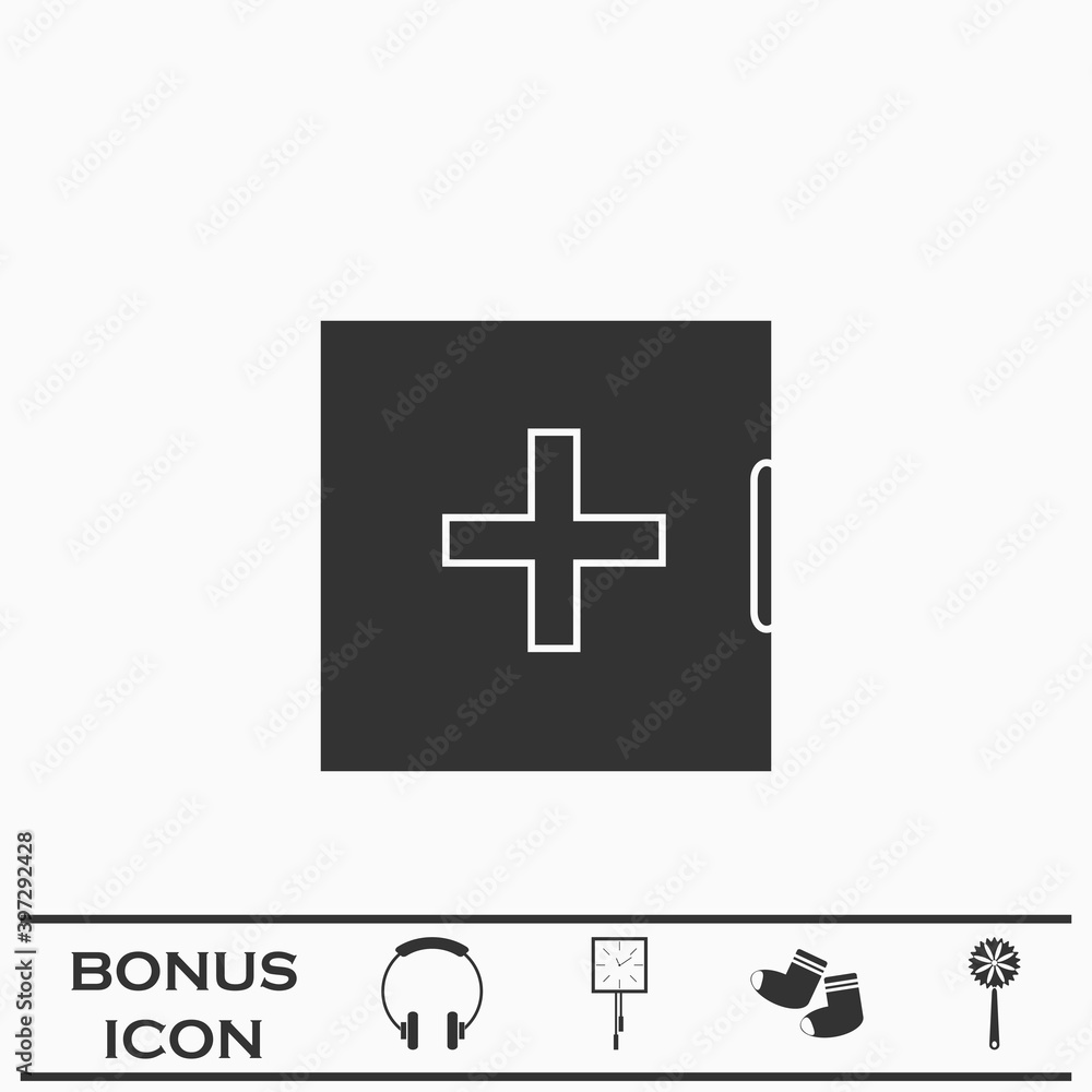 Medicine chest icon flat Medicine chest icon flat