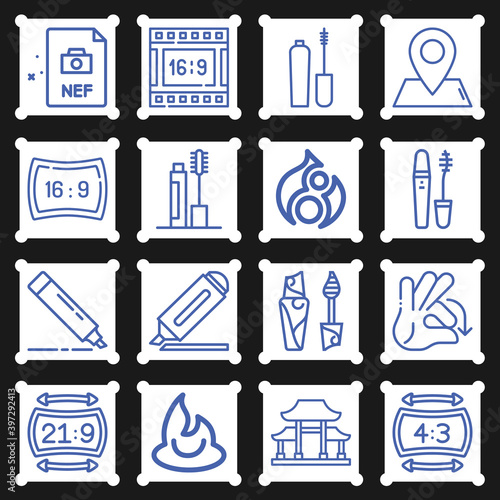 16 pack of verbs  lineal web icons set