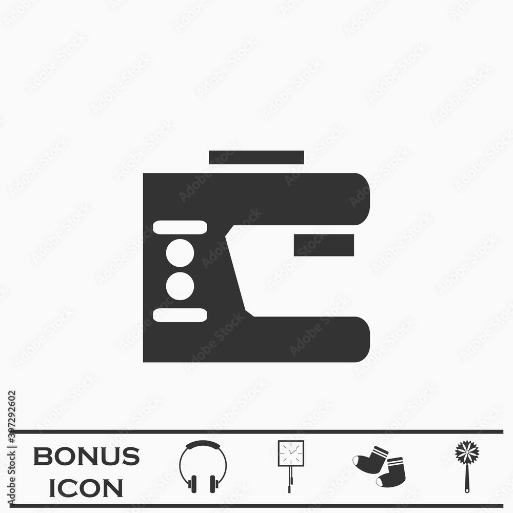 Sewing machine icon flat