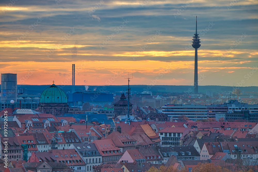 Fototapeta premium sunset over the city