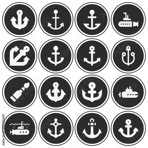 16 pack of naval  filled web icons set