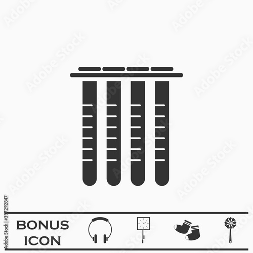 Laboratory tube glass icon flat