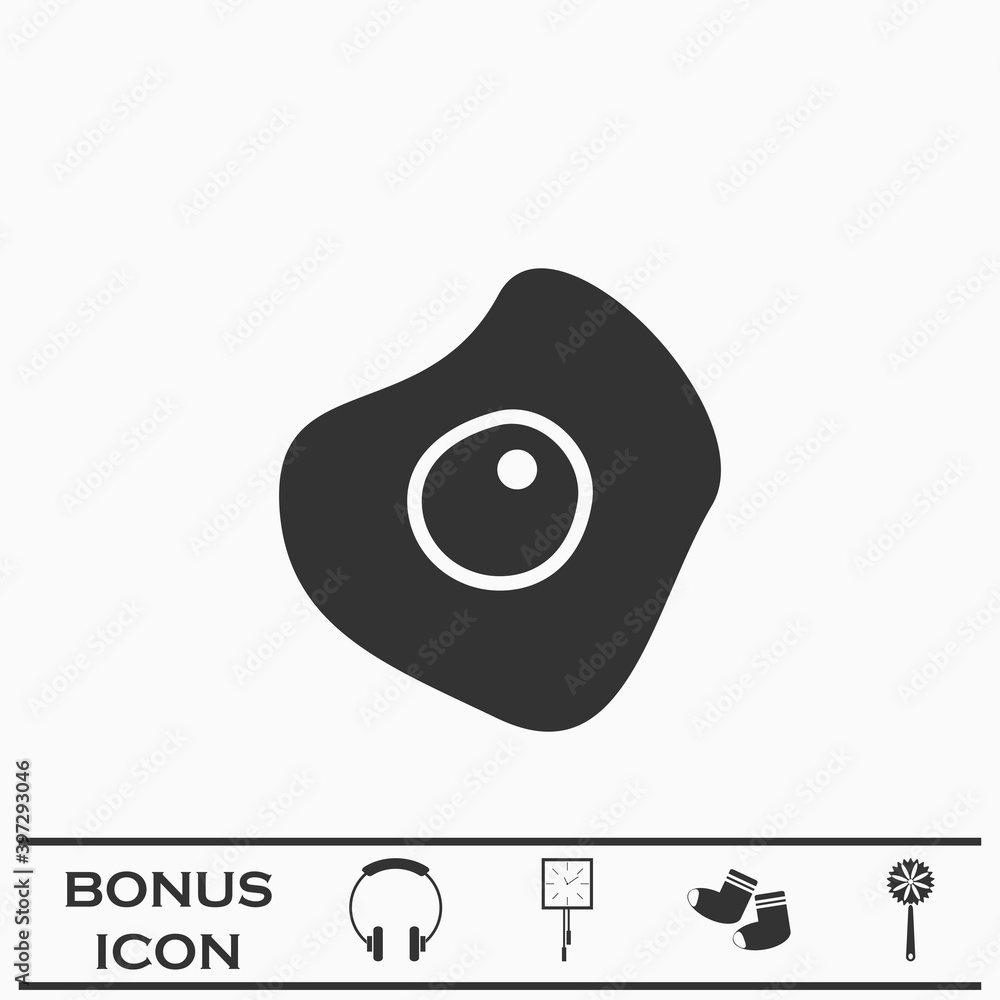 Fried egg icon flat Fried egg icon flat