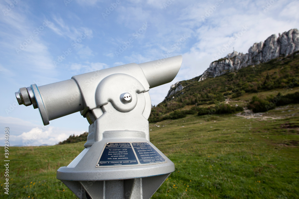 Telescope at Kampenwand, mountain in Bavaria, Germany Telescope at Kampenwand, mountain in Bavaria, Germany