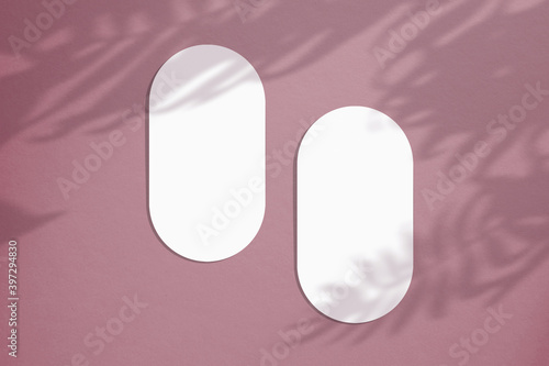 Mockup cards in a minimalistic style. Blank oval form with rounded edges. Perfect for wedding invitation and greeting card