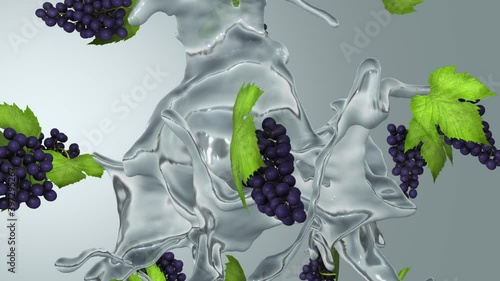 Fresh grapes and water spinning in the air. High quality 4K seamless loop able (with alpha)