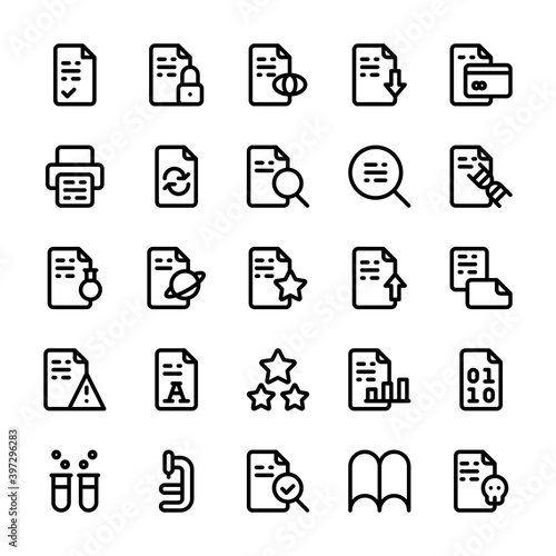 Set of Scientific Paper Academic Journal Outline style icon - vector