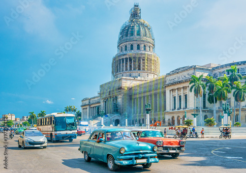 Capitolio building in Havana, Cuba. Logos and plate numbers have been removed.  © TOimages