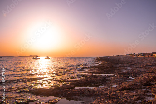 sunset at the beach from ibiza