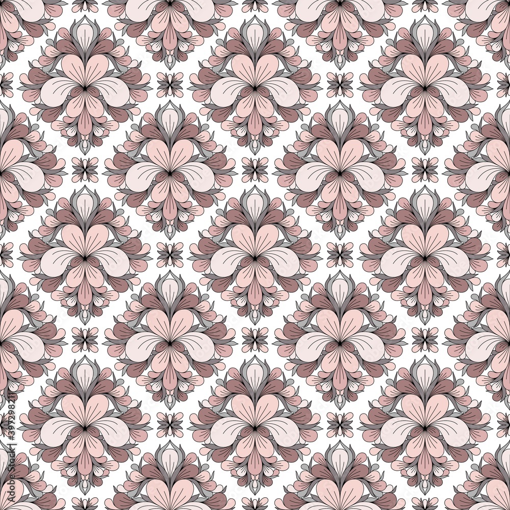 Fototapeta premium WHITE BACKGROUND WITH BEIGE PLANT ELEMENTS