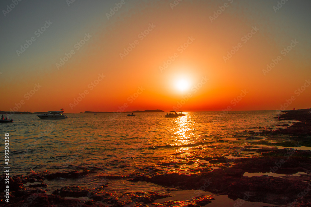 Fototapeta premium sunset over the sea from ibiza