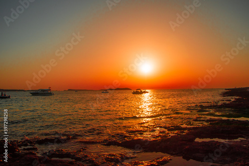 sunset over the sea from ibiza