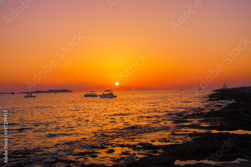 sunset on the sea from Ibiza