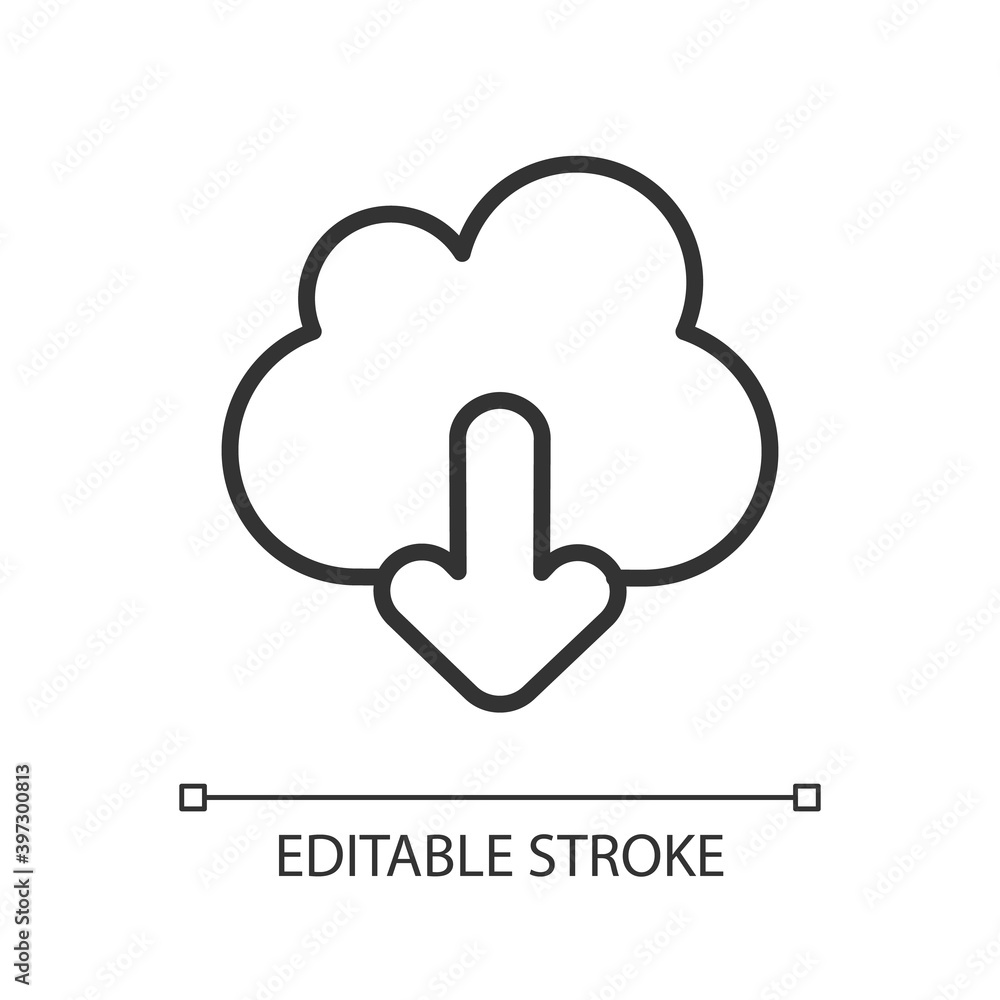 Download pixel perfect linear icon. Getting your personal information from remote cloud storage. Thin line customizable illustration. Contour symbol. Vector isolated outline drawing. Editable stroke Download pixel perfect linear icon. Getting your personal information from remote cloud storage. Thin line customizable illustration. Contour symbol. Vector isolated outline drawing. Editable stroke