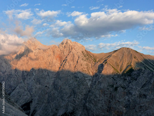 High alpine hiking tour Zugspitze mountain  Bavaria  Germany