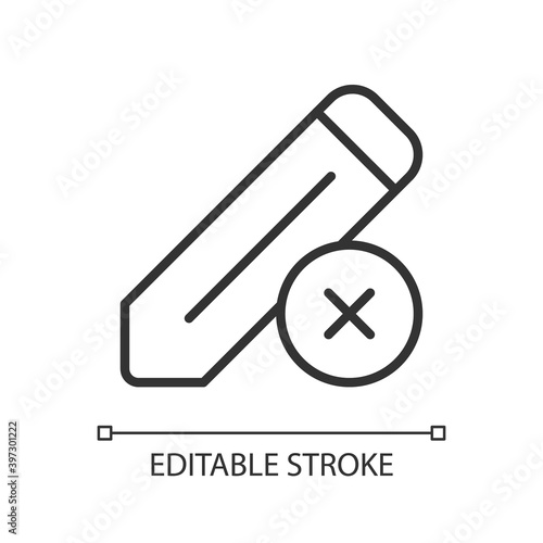 Edit pixel perfect linear icon. Editing process of huge text document. Reducing mistakes. Thin line customizable illustration. Contour symbol. Vector isolated outline drawing. Editable stroke