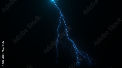 Glowing Thunder Light Effect In Black Background
