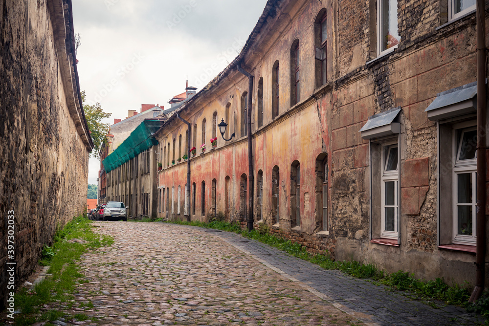View of street in old town of Vilnius, Lithuania.