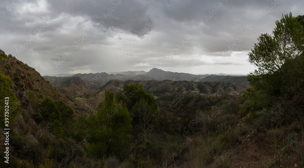 cloudy landscape in the mountain of murcia
