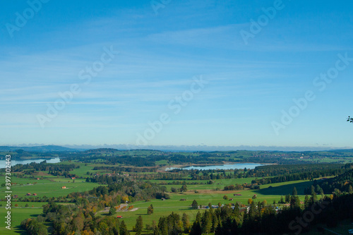 Wallpaper Mural aerial view of meadows with lakes in Bavaria. Fussen. Torontodigital.ca