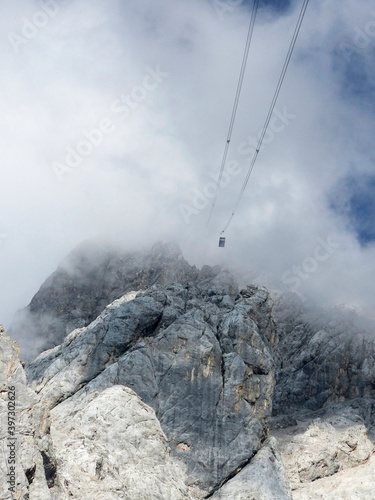 High alpine hiking tour Zugspitze mountain, Bavaria, Germany