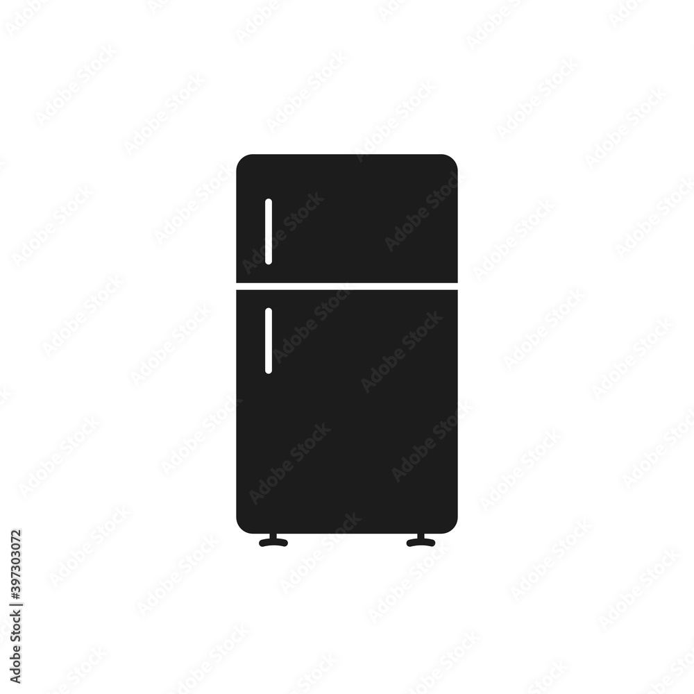 Fridge icon, freezer or refrigerator flat design sign isolated on white background