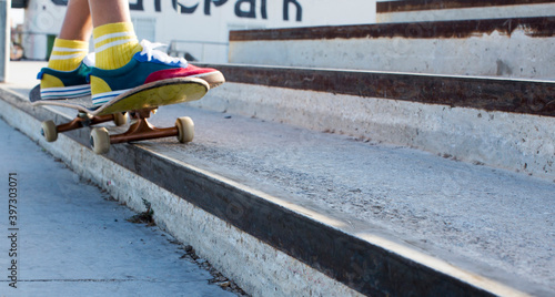 Riding skateboard photo