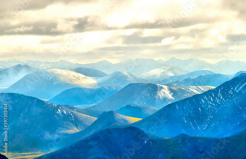 Beautiful mountain landscape at Polar Urals colorful painting