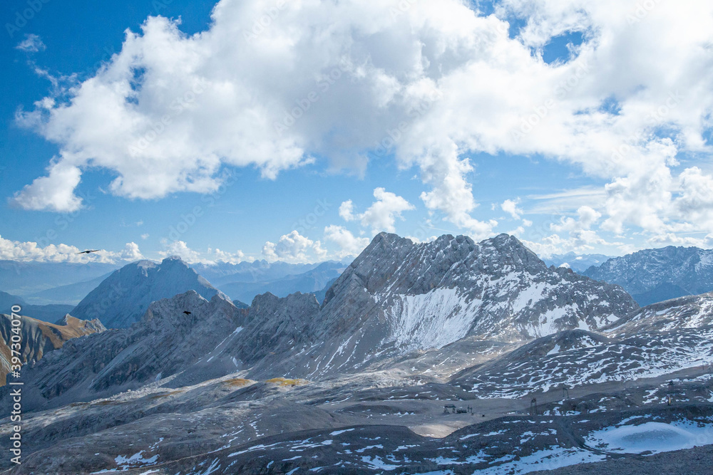 beautiful view from Zugspitze - the highest mountain in Germany. High quality photo