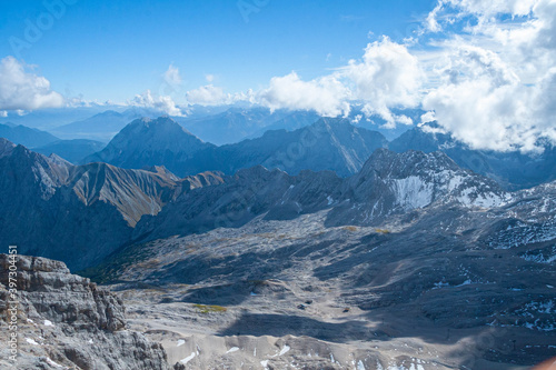 beautiful view from Zugspitze - the highest mountain in Germany. High quality photo