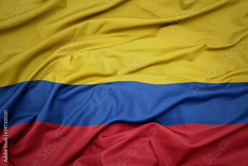 waving colorful national flag of colombia.