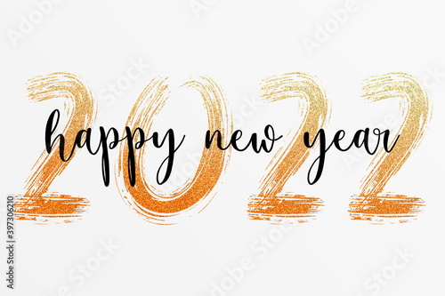 2022 - happy new year 2022 gold glitter