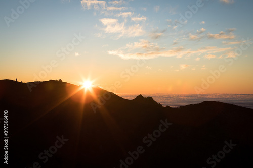 sunset over beautiful volcanic nature of canary islands © lukasx