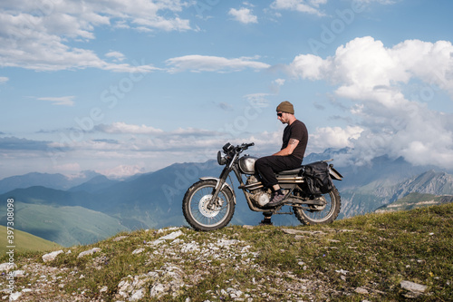 Travel on a classic motorcycle photo