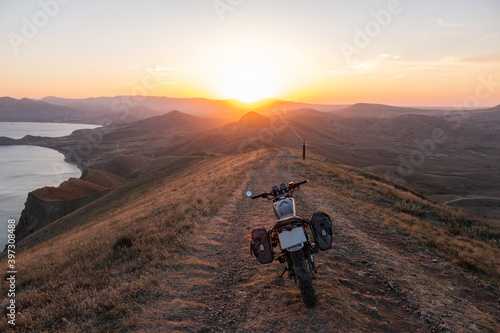 Travel on a classic motorcycle photo