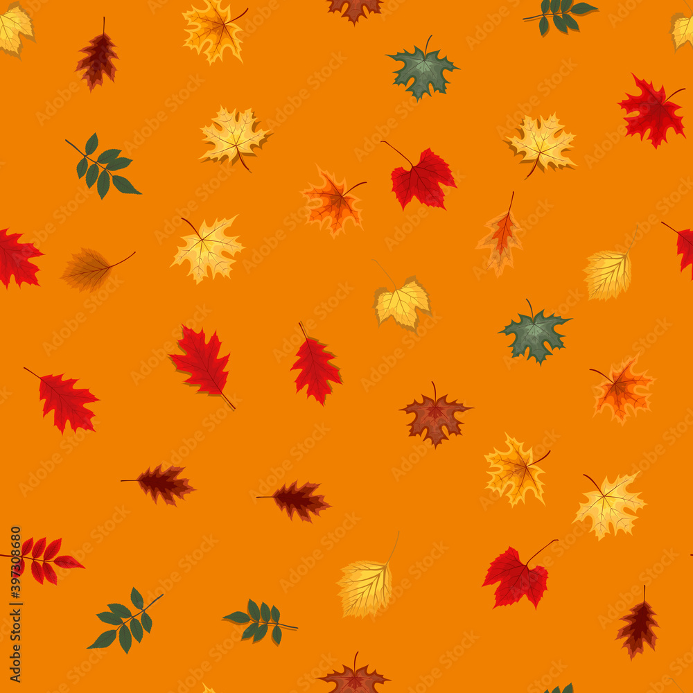 Abstract Vector Illustration Autumn Seamless Pattern Background with Falling Autumn Leaves Abstract Vector Illustration Autumn Seamless Pattern Background with Falling Autumn Leaves