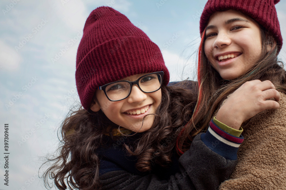 Happy sisters outdoor Happy sisters outdoor