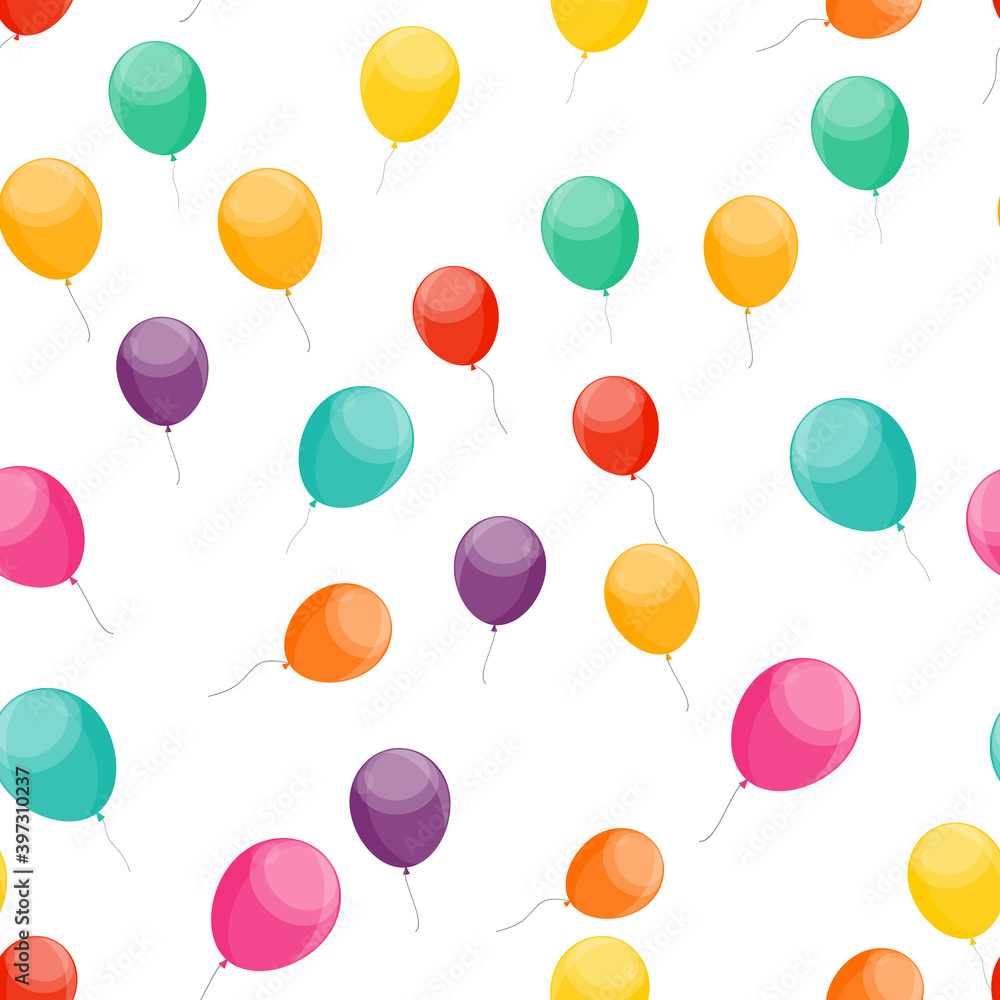 Seamless Pattern Holiday Background with Balloons. Vector Illustration