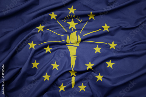 Billede på lærred waving colorful flag of indiana state.