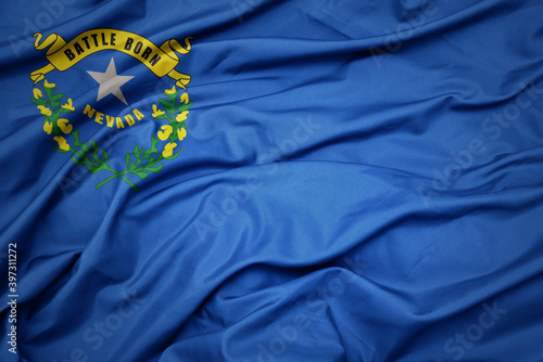 waving colorful flag of nevada state.