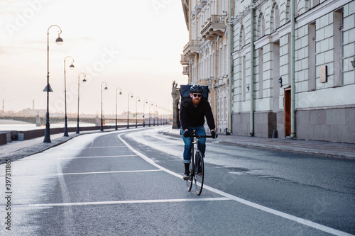 Courier on a bicycle during coronavirus