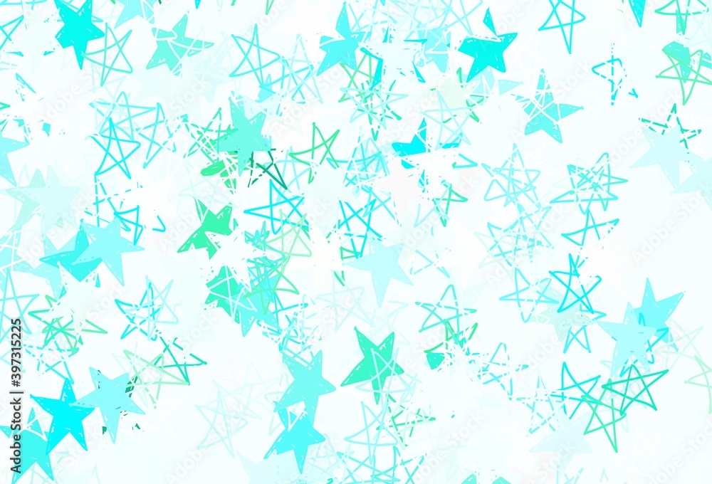 Light Green vector backdrop with small and big stars. Light Green vector backdrop with small and big stars.
