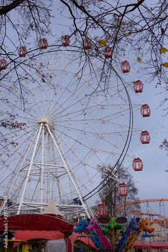 Grodno   Belarus-11.08.2020  Ferris wheel in an amusement park