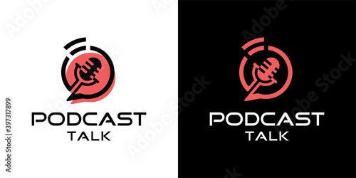 Podcast talk sign logo icon design inspiration template
