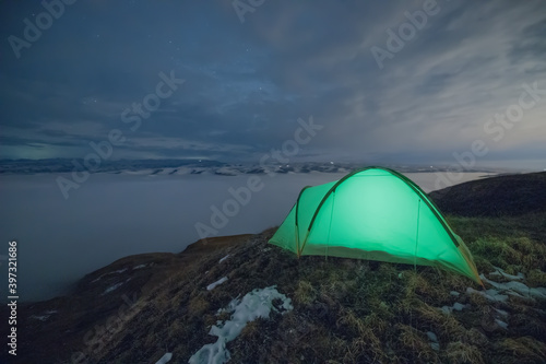 Camping at 3200 m. Above the clouds