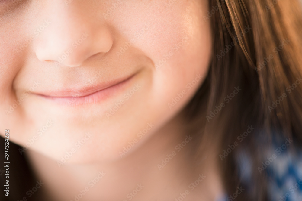 Close up of mouth of smiling girl Close up of mouth of smiling girl