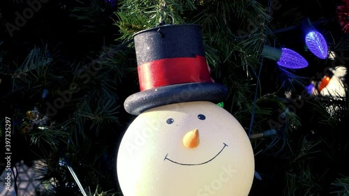 Christmas Tree Ornaments Snowman And Winter Boot Ferris Wheel On Outdoor Display Merry Christmas