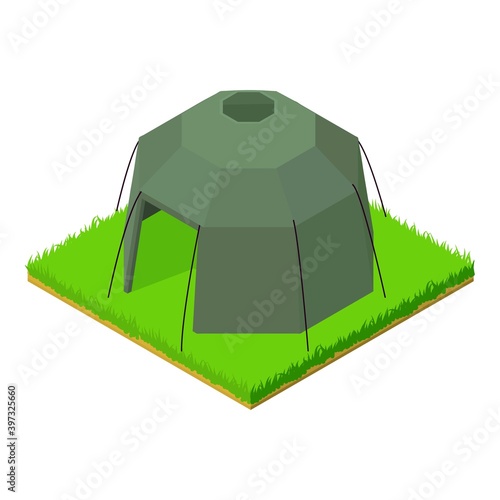 Military tent icon. Isometric illustration of military tent vector icon for web
