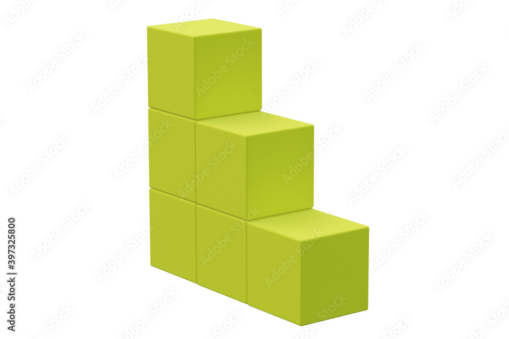 Steps of yellow cubes isolated on white background Steps of yellow cubes isolated on white background