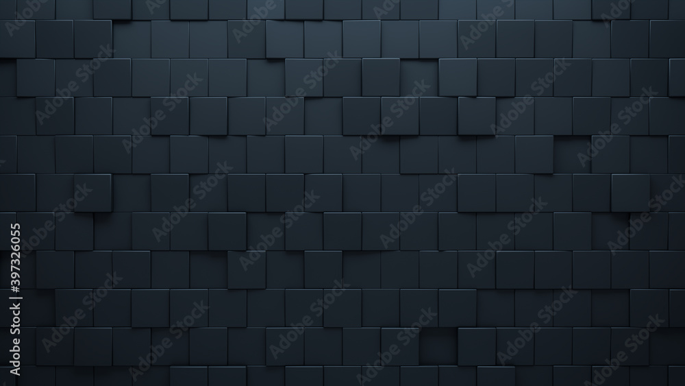 Futuristic, High Tech, dark background, with an offset square block structure. Wall texture with a 3D cube tile pattern. 3D render Futuristic, High Tech, dark background, with an offset square block structure. Wall texture with a 3D cube tile pattern. 3D render